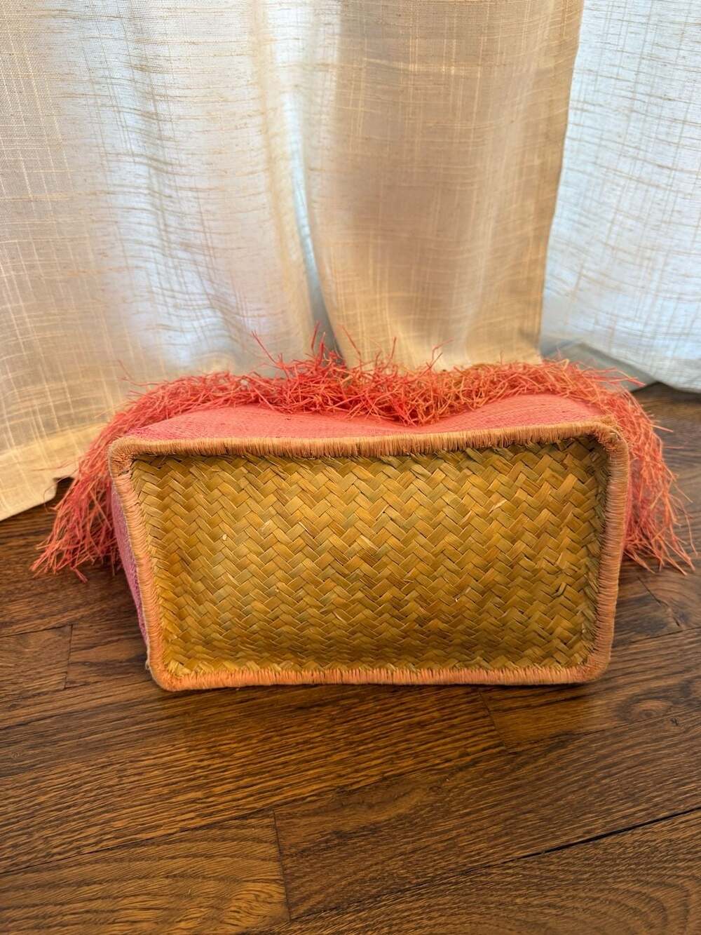 Angèle H Paris Raffia Fringed Straw Tote Bag - Picture 3 of 4